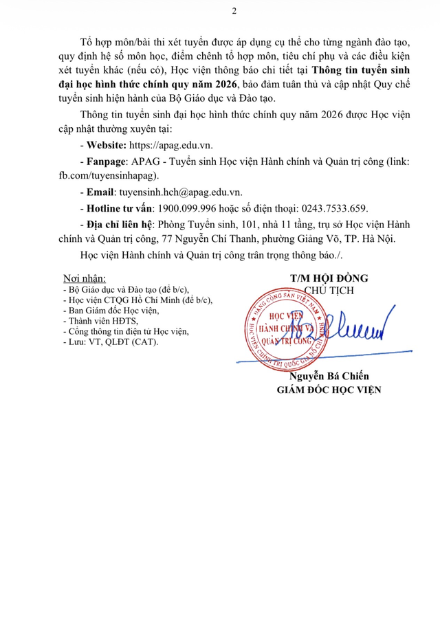 Tuyển sinh 2026: Học viện Hành chính và Quản trị công dự kiến phương thức, tổ hợp xét tuyển đại học- Ảnh 2.