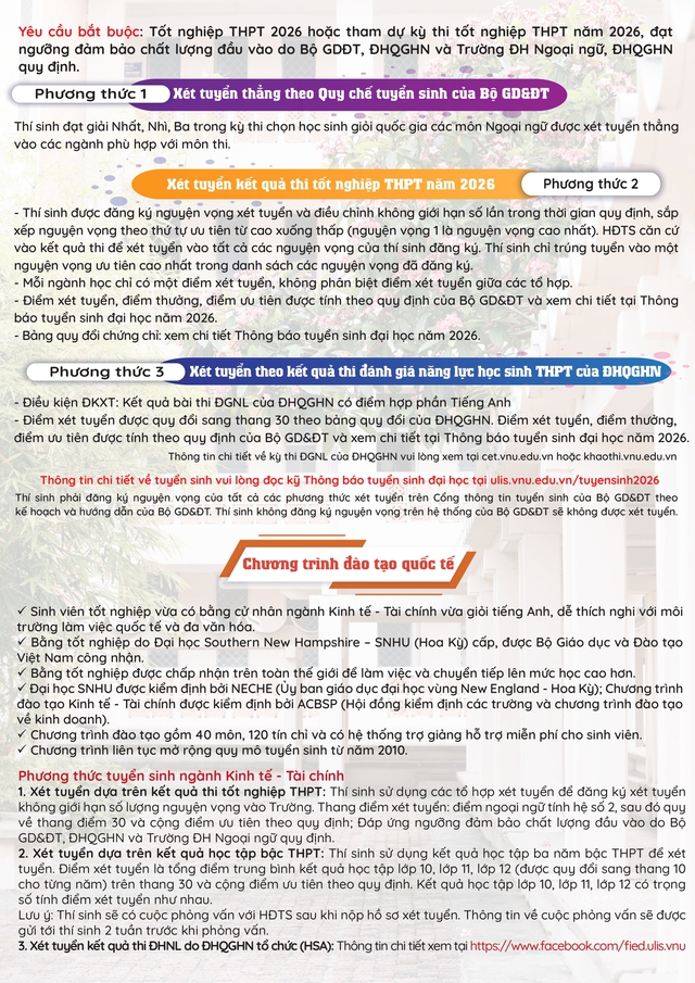 Dự kiến thông tin tuyển sinh 2026 Trường Đại học Ngoại ngữ- Ảnh 3. Dự kiến thông tin tuyển sinh 2026 Trường Đại học Ngoại ngữ- Ảnh 3.