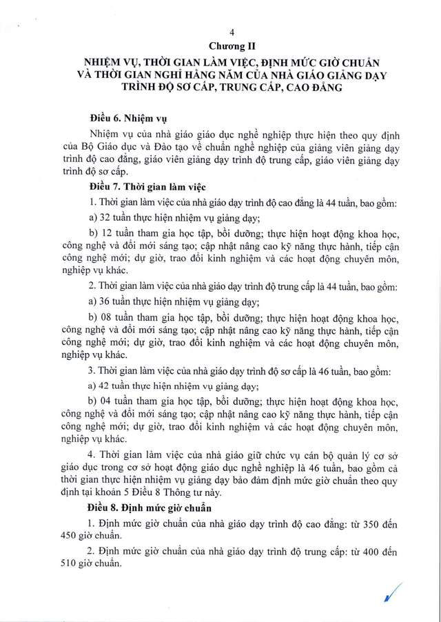 Thông tư 05/2026/TT-BGDĐT quy định chế độ làm việc đối với nhà giáo giáo dục nghề nghiệp- Ảnh 4. Thông tư 05/2026/TT-BGDĐT quy định chế độ làm việc đối với nhà giáo giáo dục nghề nghiệp- Ảnh 4.