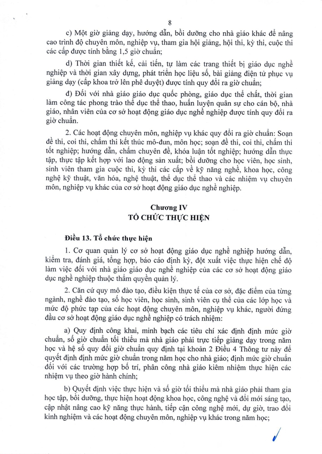 Thông tư 05/2026/TT-BGDĐT quy định chế độ làm việc đối với nhà giáo giáo dục nghề nghiệp- Ảnh 8. Thông tư 05/2026/TT-BGDĐT quy định chế độ làm việc đối với nhà giáo giáo dục nghề nghiệp- Ảnh 8.