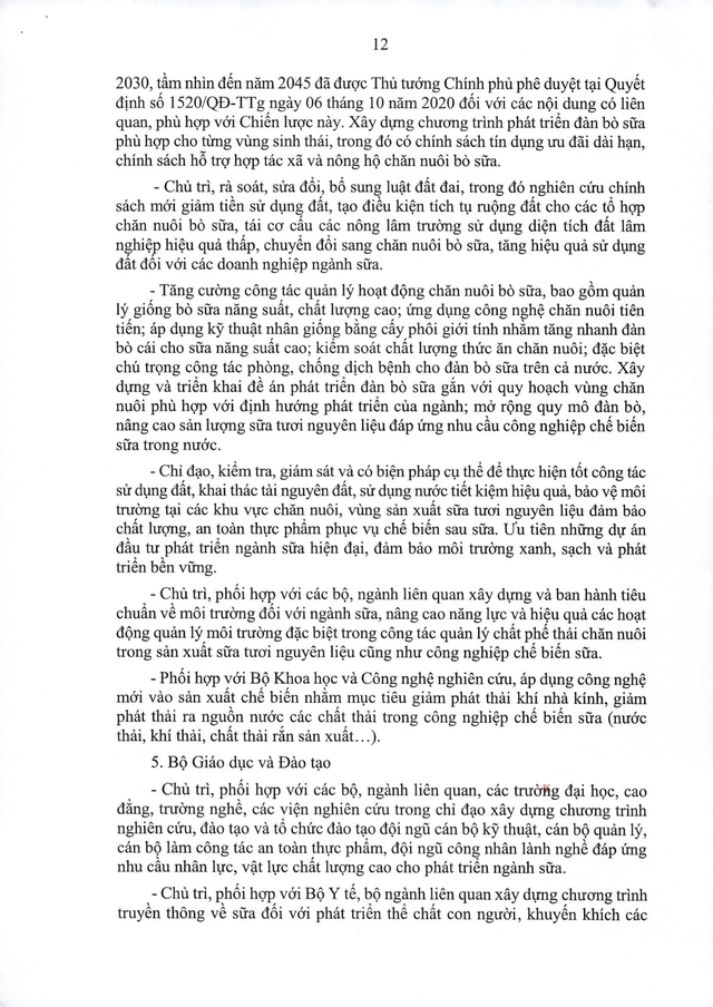 TOÀN VĂN: Quyết định số 309/QĐ-TTg phê duyệt Chiến lược phát triển ngành sữa giai đoạn đến năm 2030 - 2045- Ảnh 14.