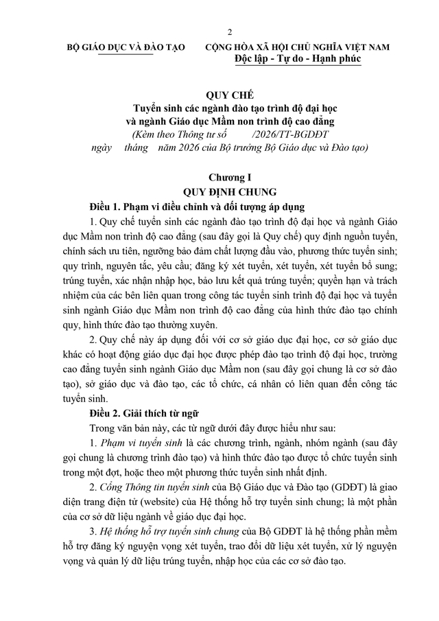 TOÀN VĂN: Thông tư 06/2026/TT-BGDĐT quy chế tuyển sinh đào tạo Đại học, cao đẳng giáo dục mầm non- Ảnh 4.
