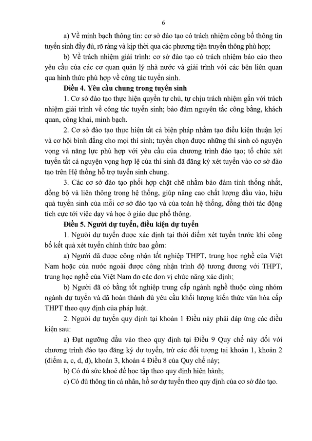 TOÀN VĂN: Thông tư 06/2026/TT-BGDĐT quy chế tuyển sinh đào tạo Đại học, cao đẳng giáo dục mầm non- Ảnh 8.