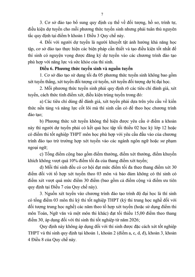 TOÀN VĂN: Thông tư 06/2026/TT-BGDĐT quy chế tuyển sinh đào tạo Đại học, cao đẳng giáo dục mầm non- Ảnh 9.