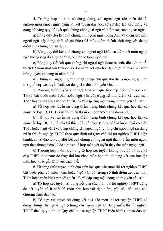 TOÀN VĂN: Thông tư 06/2026/TT-BGDĐT quy chế tuyển sinh đào tạo Đại học, cao đẳng giáo dục mầm non- Ảnh 10.