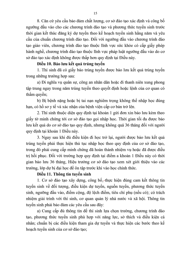 TOÀN VĂN: Thông tư 06/2026/TT-BGDĐT quy chế tuyển sinh đào tạo Đại học, cao đẳng giáo dục mầm non- Ảnh 17.