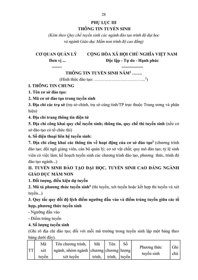 TOÀN VĂN: Thông tư 06/2026/TT-BGDĐT quy chế tuyển sinh đào tạo Đại học, cao đẳng giáo dục mầm non- Ảnh 30.