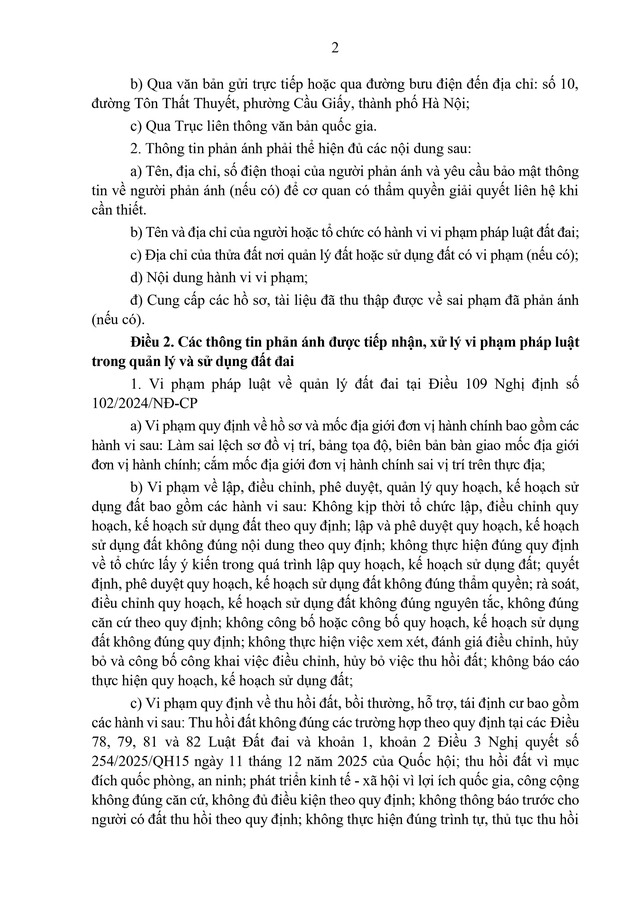 TOÀN VĂN: Quyết định 633/QĐ-BNNMT về tiếp nhận, xử lý phản ánh vi phạm quản lý, sử dụng đất đai- Ảnh 2.