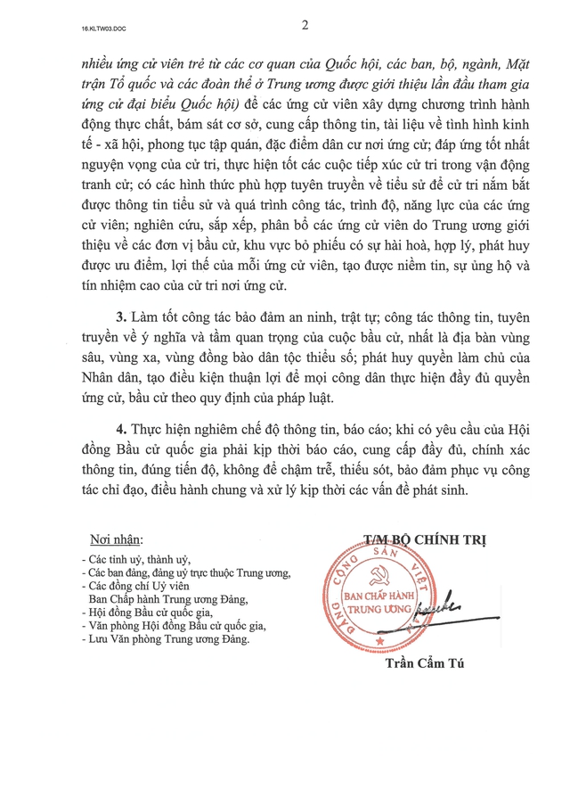 Kết luận 03-KL/TW của Bộ Chính trị, Ban Bí thư về bầu cử đại biểu Quốc hội khóa XVI, đại biểu HĐND các cấp 2026-2031- Ảnh 3.