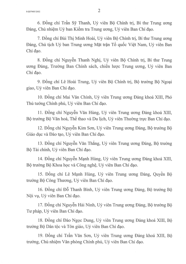 Quyết định số 07-QĐ/TW: Thành lập Ban Chỉ đạo Trung ương về phát triển văn hóa Việt Nam- Ảnh 3. Quyết định số 07-QĐ/TW: Thành lập Ban Chỉ đạo Trung ương về phát triển văn hóa Việt Nam- Ảnh 3.