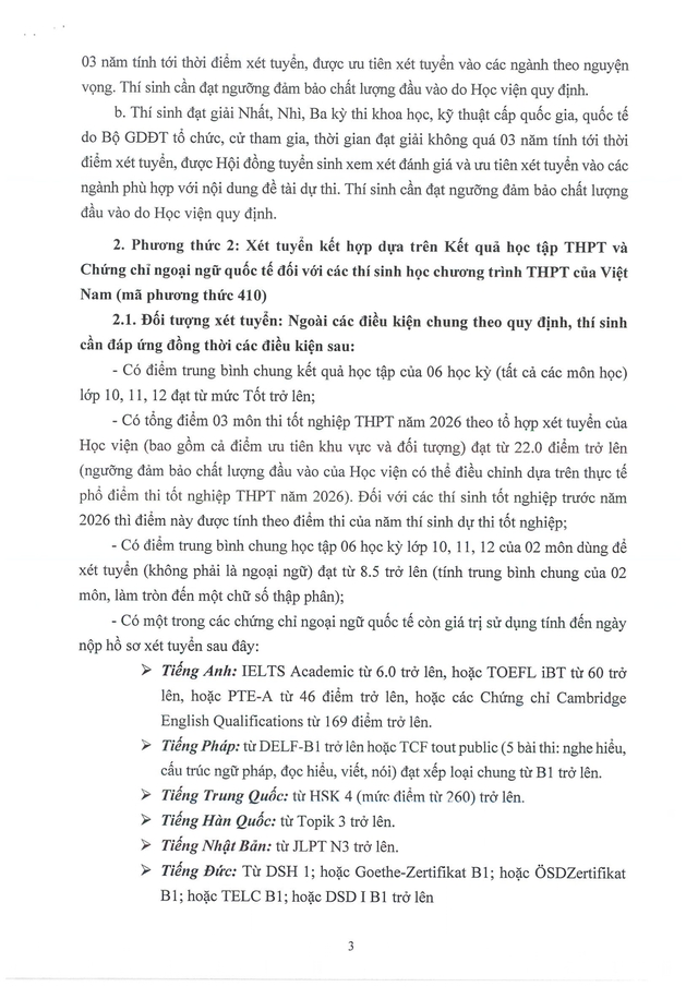 TUYỂN SINH 2026: Dự kiến phương thức, chỉ tiêu tuyển sinh của Học viện Ngoại giao- Ảnh 3.