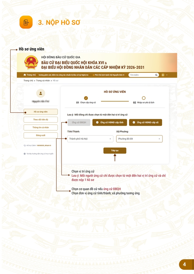 Hướng dẫn nộp hồ sơ trực tuyến ứng cử đại biểu Quốc hội, đại biểu Hội đồng nhân dân- Ảnh 4.