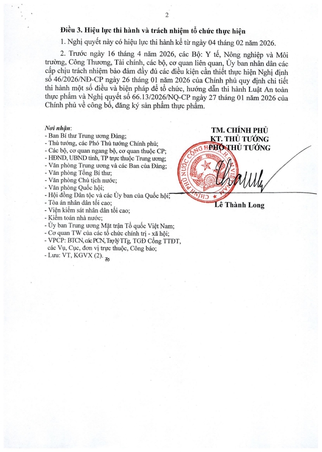 TOÀN VĂN: Nghị quyết 09/2026/NĐ-CP về tạm ngưng Nghị định 46/2026/NĐ-CP hướng dẫn thi hành Luật An toàn thực phẩm- Ảnh 2.