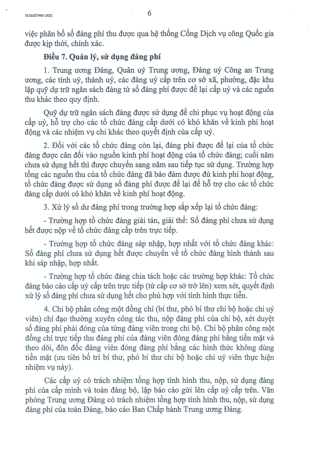 TOÀN VĂN: Quy định số 01-QĐ/TW của Bộ Chính trị về chế độ đảng phí- Ảnh 6.