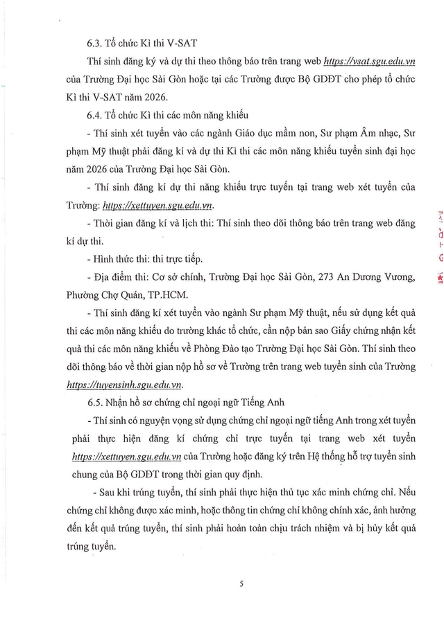 Trường Đại học Sài Gòn dự kiến tuyển sinh 2026 hệ đại học chính quy - Ảnh 6.