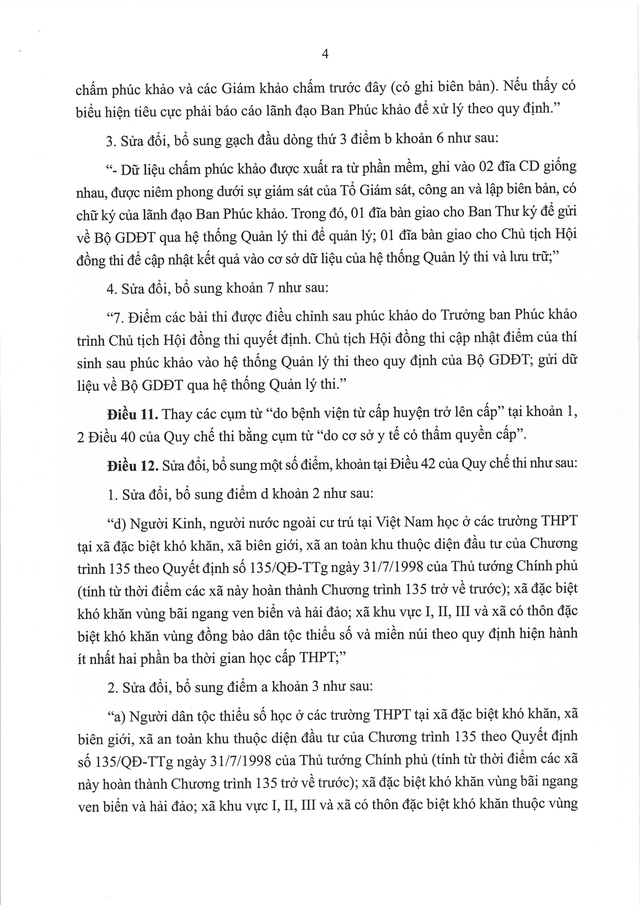 Thông tư số 13/TT-BGDĐT: Điểm mới trong quy chế thi tốt nghiệp THPT 2026- Ảnh 5.