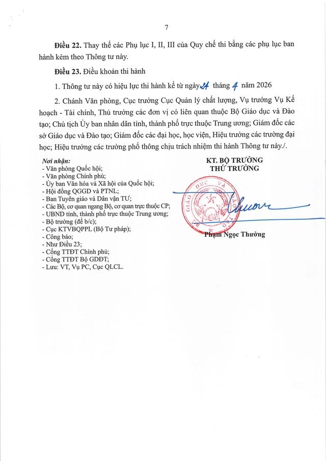 Thông tư số 13/TT-BGDĐT: Điểm mới trong quy chế thi tốt nghiệp THPT 2026- Ảnh 8.