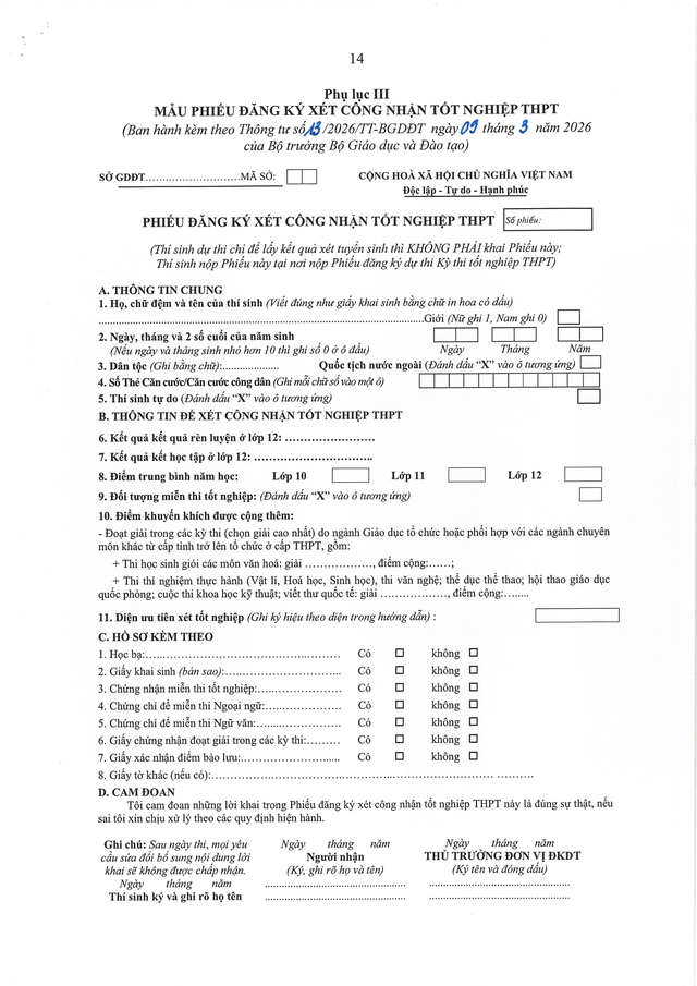 Thông tư số 13/TT-BGDĐT: Điểm mới trong quy chế thi tốt nghiệp THPT 2026- Ảnh 15.