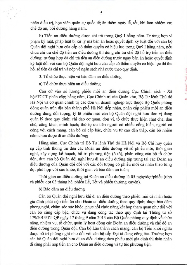 Chế độ an điều dưỡng, chế độ thông tin, tang lễ cho sĩ quan Quân đội nghỉ hưu- Ảnh 5.