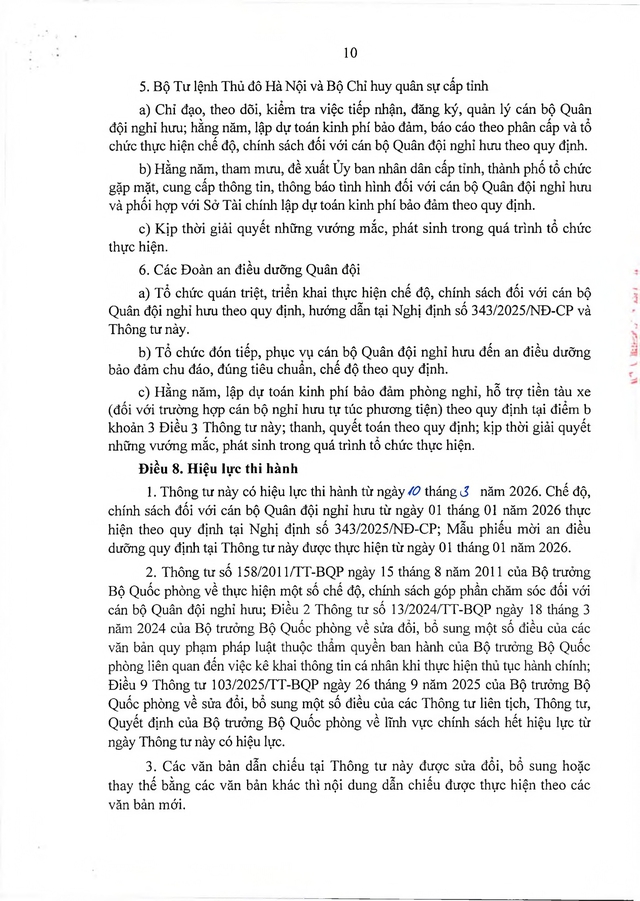Chế độ an điều dưỡng, chế độ thông tin, tang lễ cho sĩ quan Quân đội nghỉ hưu- Ảnh 10.