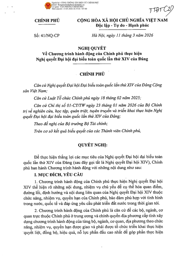 Nghị quyết 41/NQ-CP về Chương trình hành động của Chính phủ thực hiện Nghị quyết Đại hội đại biểu toàn quốc lần thứ XIV của Đảng- Ảnh 2.