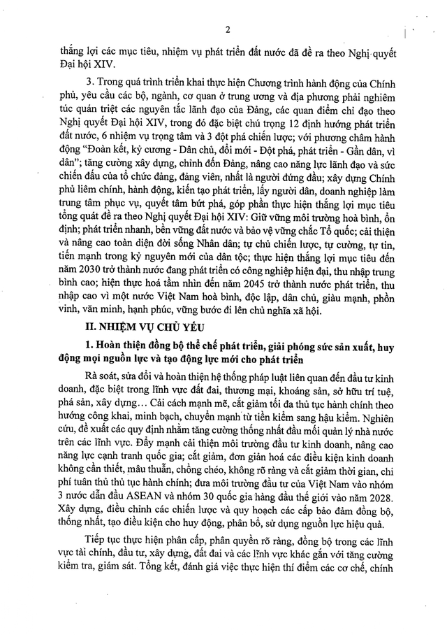 Nghị quyết 41/NQ-CP về Chương trình hành động của Chính phủ thực hiện Nghị quyết Đại hội đại biểu toàn quốc lần thứ XIV của Đảng- Ảnh 3.