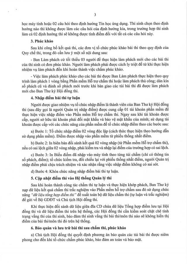 Công văn 1257/BGDĐT-QLCL: Hướng dẫn tổ chức Kỳ thi tốt nghiệp THPT 2026- Ảnh 3.