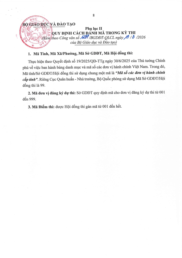 Công văn 1257/BGDĐT-QLCL: Hướng dẫn tổ chức Kỳ thi tốt nghiệp THPT 2026- Ảnh 8.