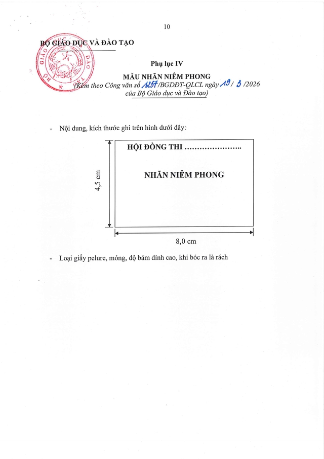 Công văn 1257/BGDĐT-QLCL: Hướng dẫn tổ chức Kỳ thi tốt nghiệp THPT 2026- Ảnh 10.