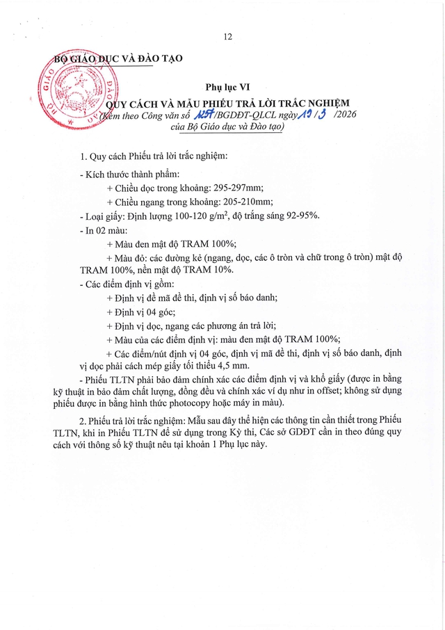 Công văn 1257/BGDĐT-QLCL: Hướng dẫn tổ chức Kỳ thi tốt nghiệp THPT 2026- Ảnh 12.