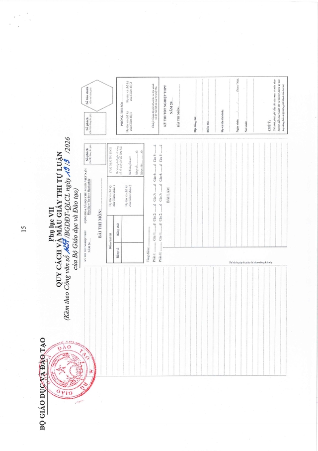 Công văn 1257/BGDĐT-QLCL: Hướng dẫn tổ chức Kỳ thi tốt nghiệp THPT 2026- Ảnh 15.