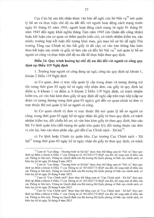 Quy trình công nhận, thực hiện chế độ ưu đãi với người có công thuộc trách nhiệm Bộ Quốc phòng- Ảnh 28.