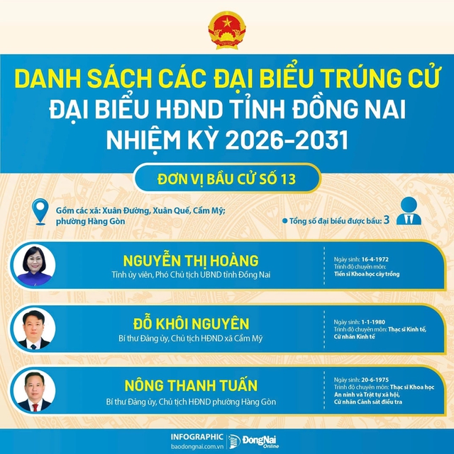 Danh sách trúng cử đại biểu HĐND tỉnh Đồng Nai nhiệm kỳ 2026-2031- Ảnh 13.