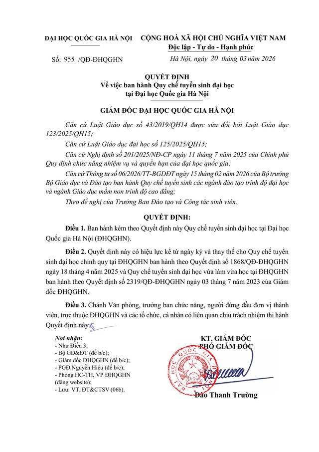 TOÀN VĂN: Quy chế TUYỂN SINH 2026 của Đại học Quốc gia Hà Nội- Ảnh 2. TOÀN VĂN: Quy chế TUYỂN SINH 2026 của Đại học Quốc gia Hà Nội- Ảnh 2.