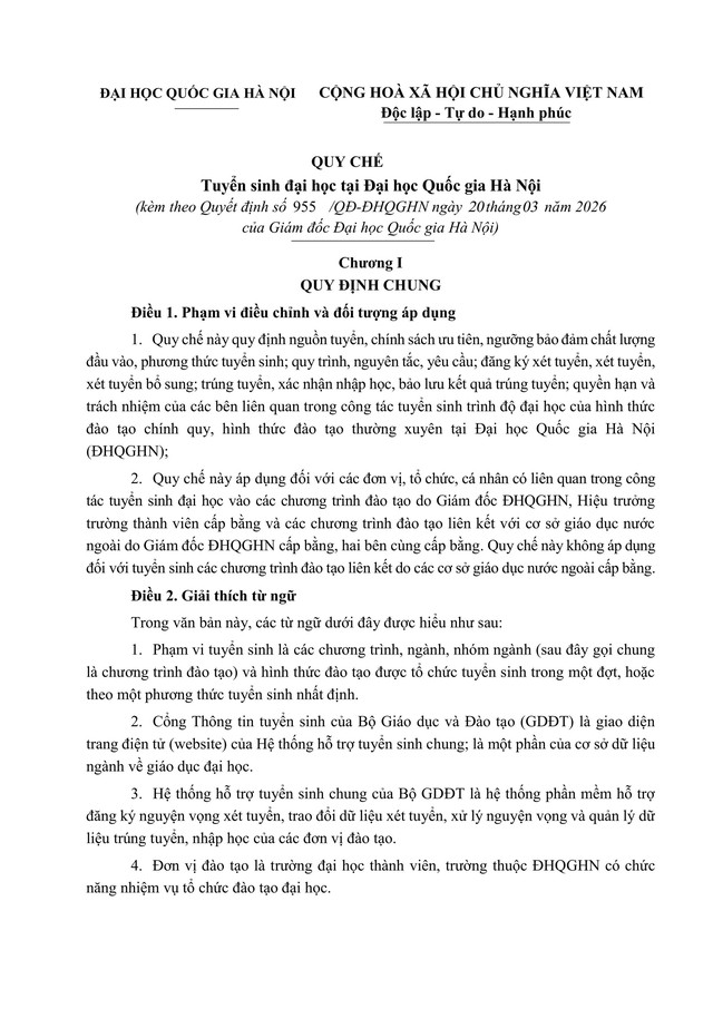 TOÀN VĂN: Quy chế TUYỂN SINH 2026 của Đại học Quốc gia Hà Nội- Ảnh 3. TOÀN VĂN: Quy chế TUYỂN SINH 2026 của Đại học Quốc gia Hà Nội- Ảnh 3.