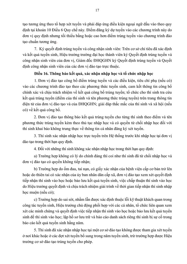 TOÀN VĂN: Quy chế TUYỂN SINH 2026 của Đại học Quốc gia Hà Nội- Ảnh 19. TOÀN VĂN: Quy chế TUYỂN SINH 2026 của Đại học Quốc gia Hà Nội- Ảnh 19.