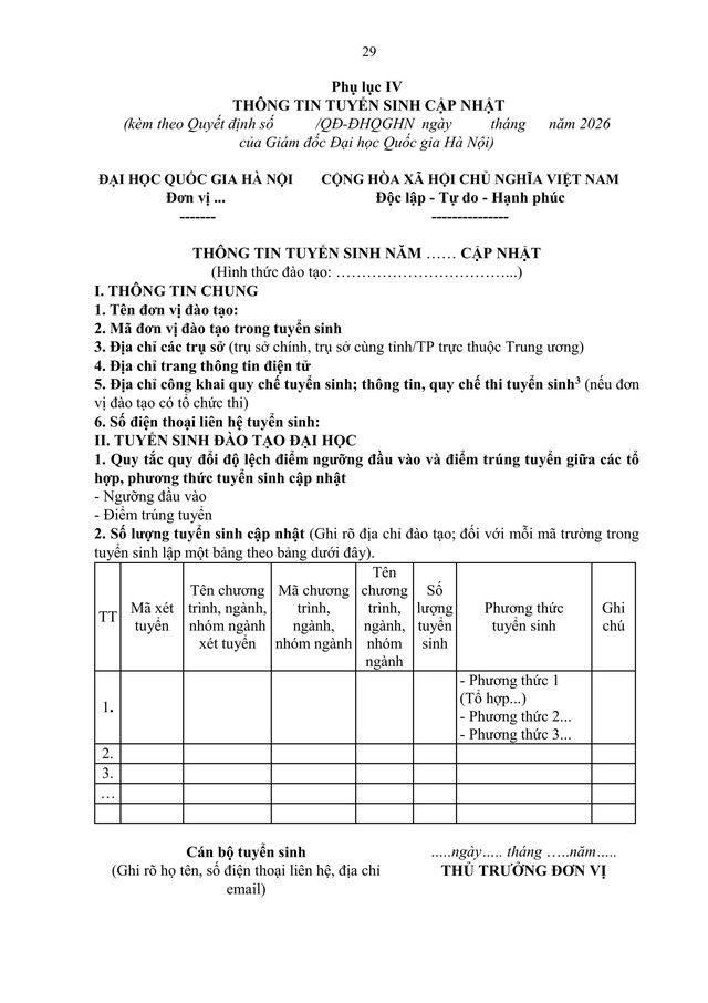 TOÀN VĂN: Quy chế TUYỂN SINH 2026 của Đại học Quốc gia Hà Nội- Ảnh 31. TOÀN VĂN: Quy chế TUYỂN SINH 2026 của Đại học Quốc gia Hà Nội- Ảnh 31.