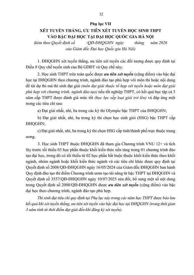 TOÀN VĂN: Quy chế TUYỂN SINH 2026 của Đại học Quốc gia Hà Nội- Ảnh 34. TOÀN VĂN: Quy chế TUYỂN SINH 2026 của Đại học Quốc gia Hà Nội- Ảnh 34.