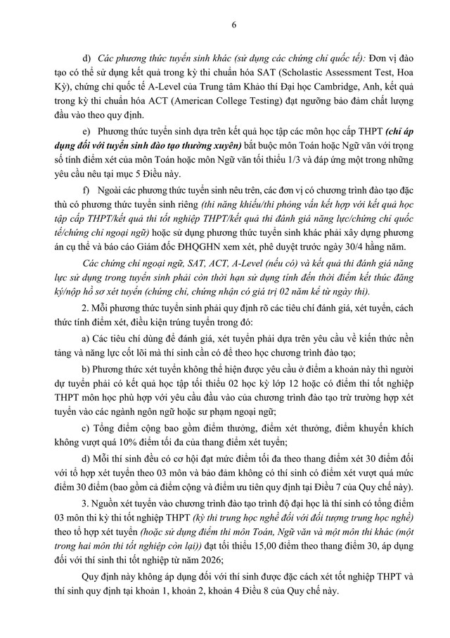 TOÀN VĂN: Quy chế TUYỂN SINH 2026 của Đại học Quốc gia Hà Nội- Ảnh 8. TOÀN VĂN: Quy chế TUYỂN SINH 2026 của Đại học Quốc gia Hà Nội- Ảnh 8.