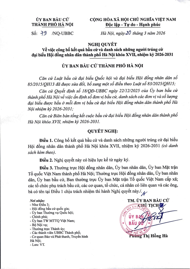 Danh sách trúng cử đại biểu HĐND TP Hà Nội nhiệm kỳ 2026-2031- Ảnh 2. Danh sách trúng cử đại biểu HĐND TP Hà Nội nhiệm kỳ 2026-2031- Ảnh 2.