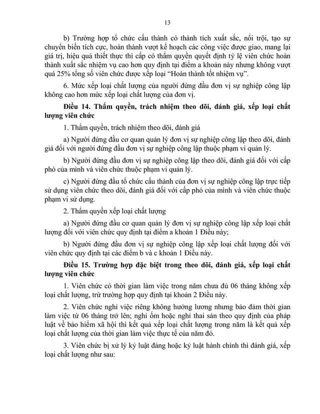 TOÀN VĂN: Dự thảo Nghị định quy định khung tiêu chí đánh giá, xếp loại chất lượng đơn vị sự nghiệp công lập và viên chức- Ảnh 13.