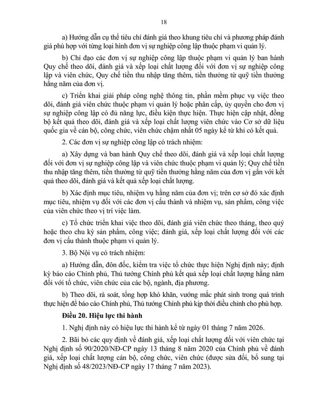 TOÀN VĂN: Dự thảo Nghị định quy định khung tiêu chí đánh giá, xếp loại chất lượng đơn vị sự nghiệp công lập và viên chức- Ảnh 18.