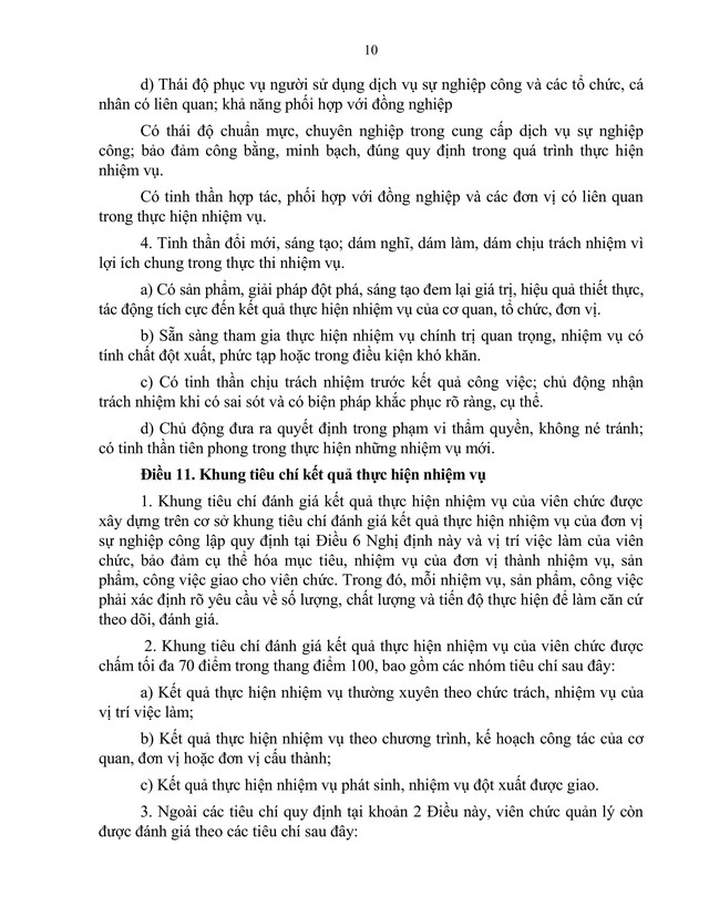 TOÀN VĂN: Dự thảo Nghị định quy định khung tiêu chí đánh giá, xếp loại chất lượng đơn vị sự nghiệp công lập và viên chức- Ảnh 10.