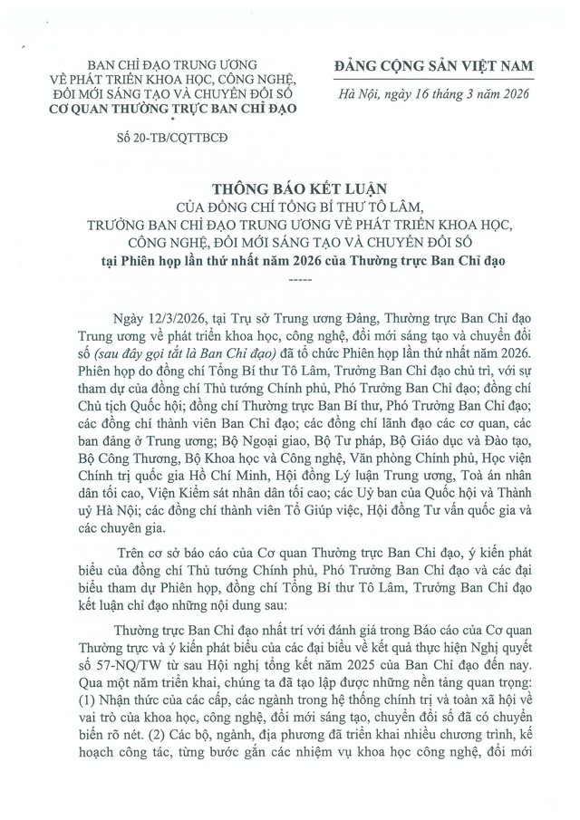 Thông báo số 20-TB/CQTTBCĐ: Quyết liệt triển khai 7 nhóm nhiệm vụ trọng tâm về phát triển khoa học, công nghệ, đổi mới sáng tạo và chuyển đổi số- Ảnh 5.