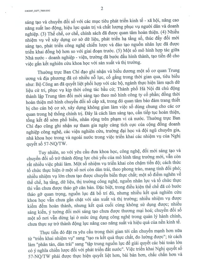 Thông báo số 20-TB/CQTTBCĐ: Quyết liệt triển khai 7 nhóm nhiệm vụ trọng tâm về phát triển khoa học, công nghệ, đổi mới sáng tạo và chuyển đổi số- Ảnh 6.