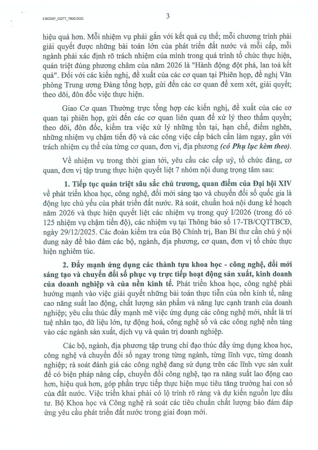 Thông báo số 20-TB/CQTTBCĐ: Quyết liệt triển khai 7 nhóm nhiệm vụ trọng tâm về phát triển khoa học, công nghệ, đổi mới sáng tạo và chuyển đổi số- Ảnh 7.