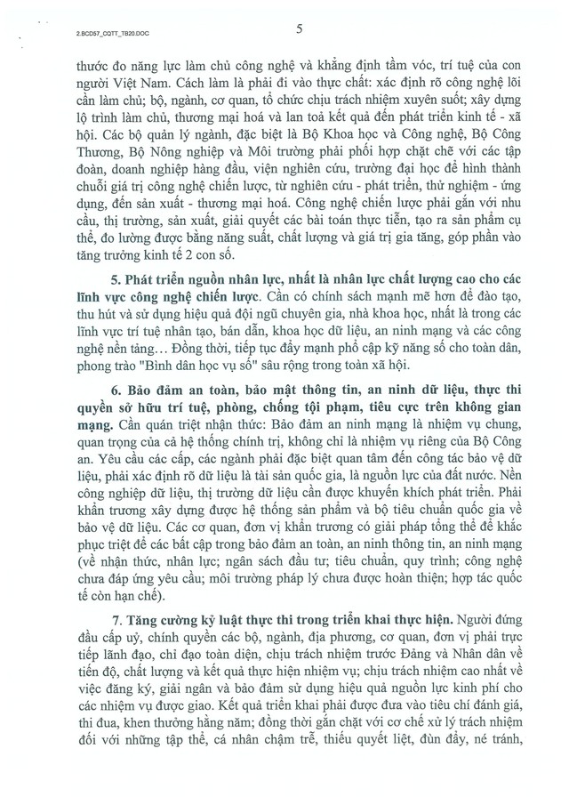 Thông báo số 20-TB/CQTTBCĐ: Quyết liệt triển khai 7 nhóm nhiệm vụ trọng tâm về phát triển khoa học, công nghệ, đổi mới sáng tạo và chuyển đổi số- Ảnh 9.