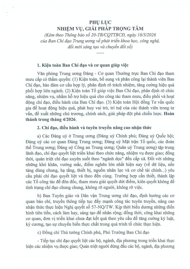 Thông báo số 20-TB/CQTTBCĐ: Quyết liệt triển khai 7 nhóm nhiệm vụ trọng tâm về phát triển khoa học, công nghệ, đổi mới sáng tạo và chuyển đổi số- Ảnh 11.