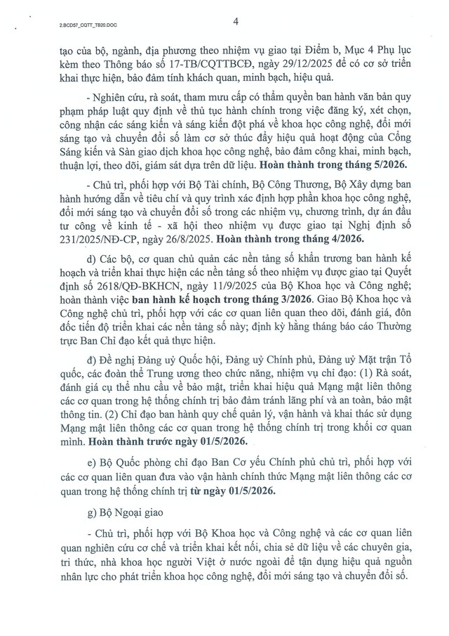 Thông báo số 20-TB/CQTTBCĐ: Quyết liệt triển khai 7 nhóm nhiệm vụ trọng tâm về phát triển khoa học, công nghệ, đổi mới sáng tạo và chuyển đổi số- Ảnh 14.