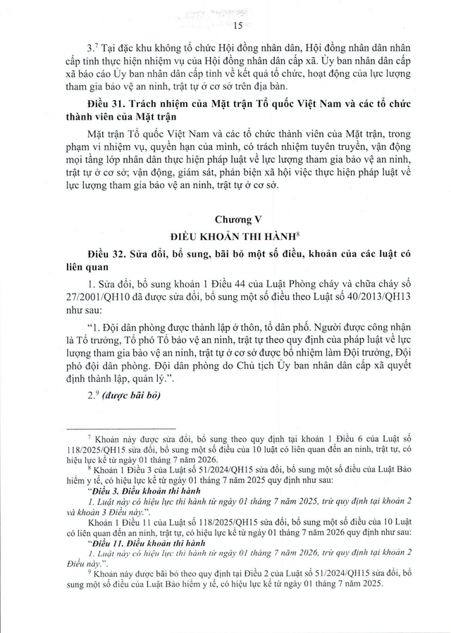 Văn bản hợp nhất 57/VBHN-VPQH: Luật Lực lượng tham gia bảo vệ an ninh, trật tự ở cơ sở- Ảnh 15. Văn bản hợp nhất 57/VBHN-VPQH: Luật Lực lượng tham gia bảo vệ an ninh, trật tự ở cơ sở- Ảnh 15.